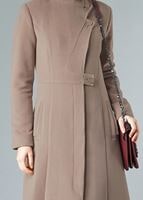 Tesettür giyim KAHVE BALIKÇI YAKA DÜĞMELİ MANTO 9311