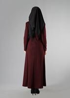 Vêtements hijab ROUGE BORDEAUX MANTEAU À BOUTONNÉ AVEC DEUX CEINTURE  9323