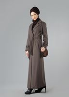 Tesettür giyim VİZON KUŞAKLI KLASİK MANTO 9324-1