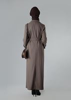 Tesettür giyim VİZON KUŞAKLI KLASİK MANTO 9324-1