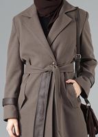 Tesettür giyim VİZON KUŞAKLI KLASİK MANTO 9324-1