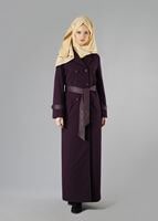 Vêtements hijab PRUNE MANTEAU AVEC CEINTURE EN CUIR 9324