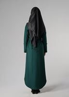 Tesettür giyim YEŞİL KUŞAKLI CEPLİ KABAN 9337