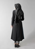 Tesettür giyim MAVİ SİVRİ YAKA İKİ RENKLİ FERMUARLI MANTO 9358 