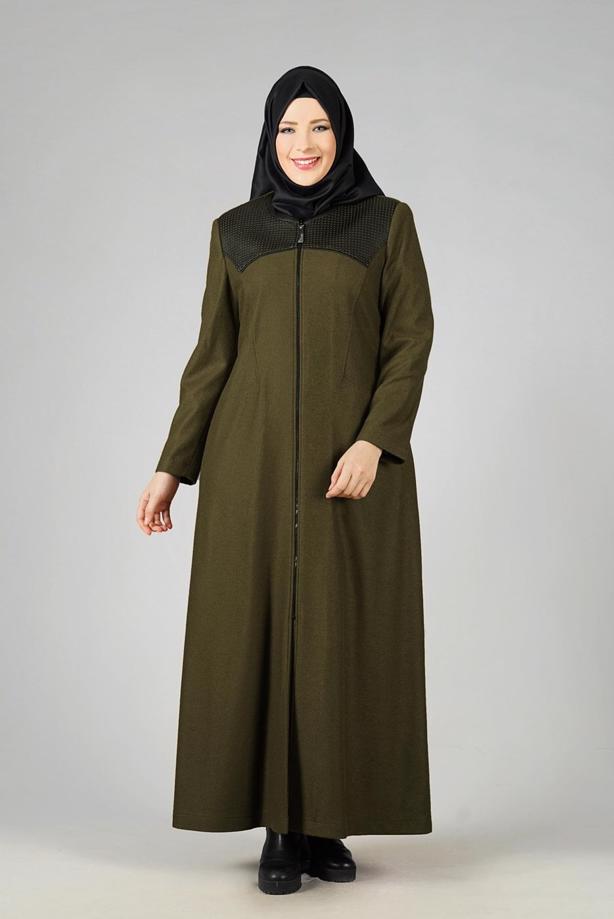 Vêtements hijab KAKI MANTEAU À ZIPPÉ 9410  - TRENDTESETTÜR