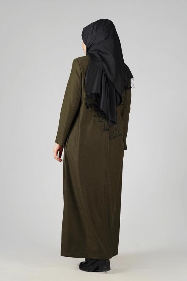 Vêtements hijab KAKI MANTEAU À ZIPPÉ 9410  - TRENDTESETTÜR