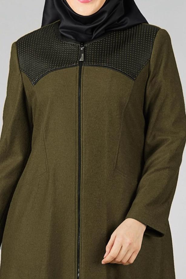 Vêtements hijab KAKI MANTEAU À ZIPPÉ 9410  - TRENDTESETTÜR