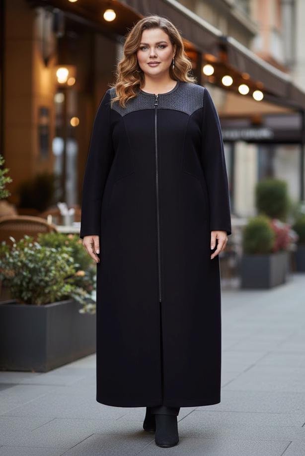 Vêtements hijab BLEU MARINE MANTEAU ZIPPÉ T 9410 - TRENDTESETTÜR