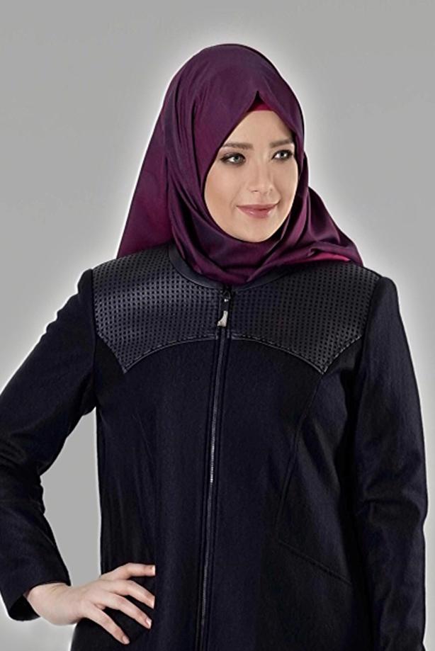 Vêtements hijab BLEU MARINE MANTEAU À ZIPPÉ 9410  - TRENDTESETTÜR