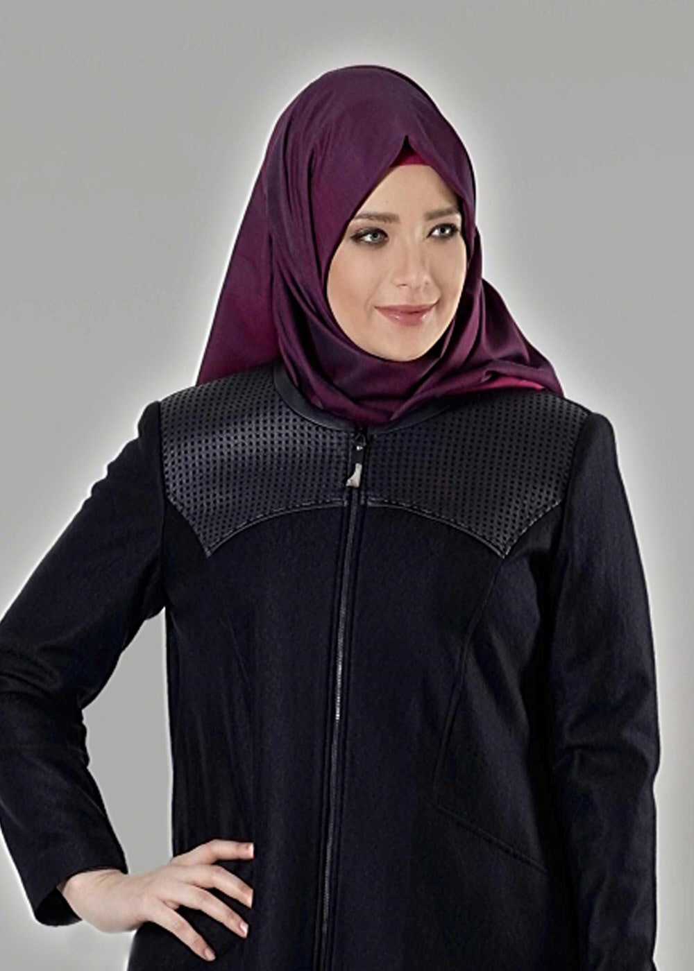 Hijab clothing NAVY BLUE ZIPPED OVERCOAT 9410 