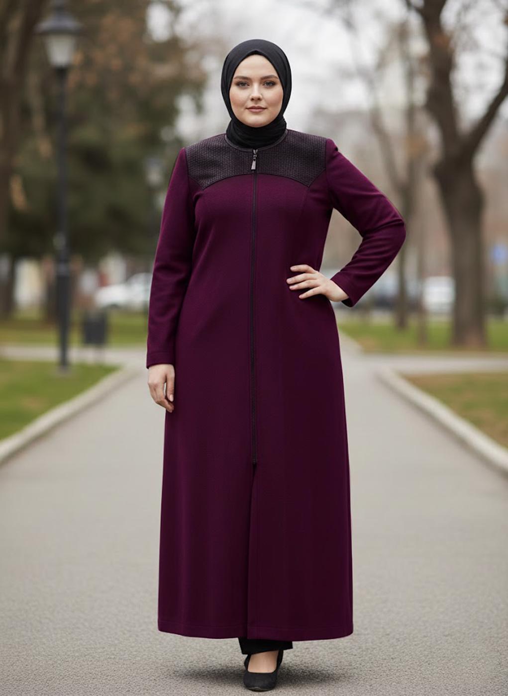 Vêtements hijab ROUGE BORDEAUX MANTEAU ZIPPÉ T 9410