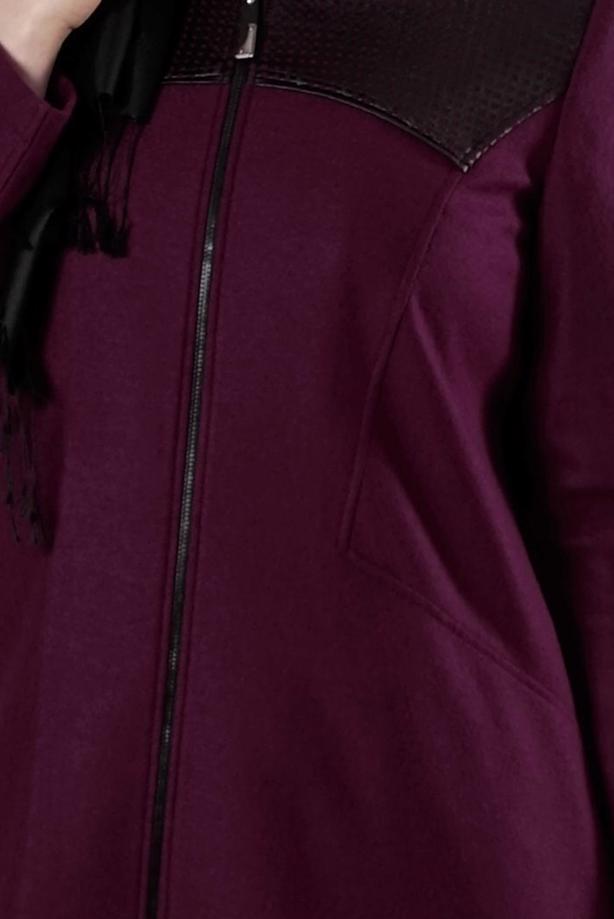 Vêtements hijab ROUGE BORDEAUX MANTEAU ZIPPÉ T 9410 - TRENDTESETTÜR