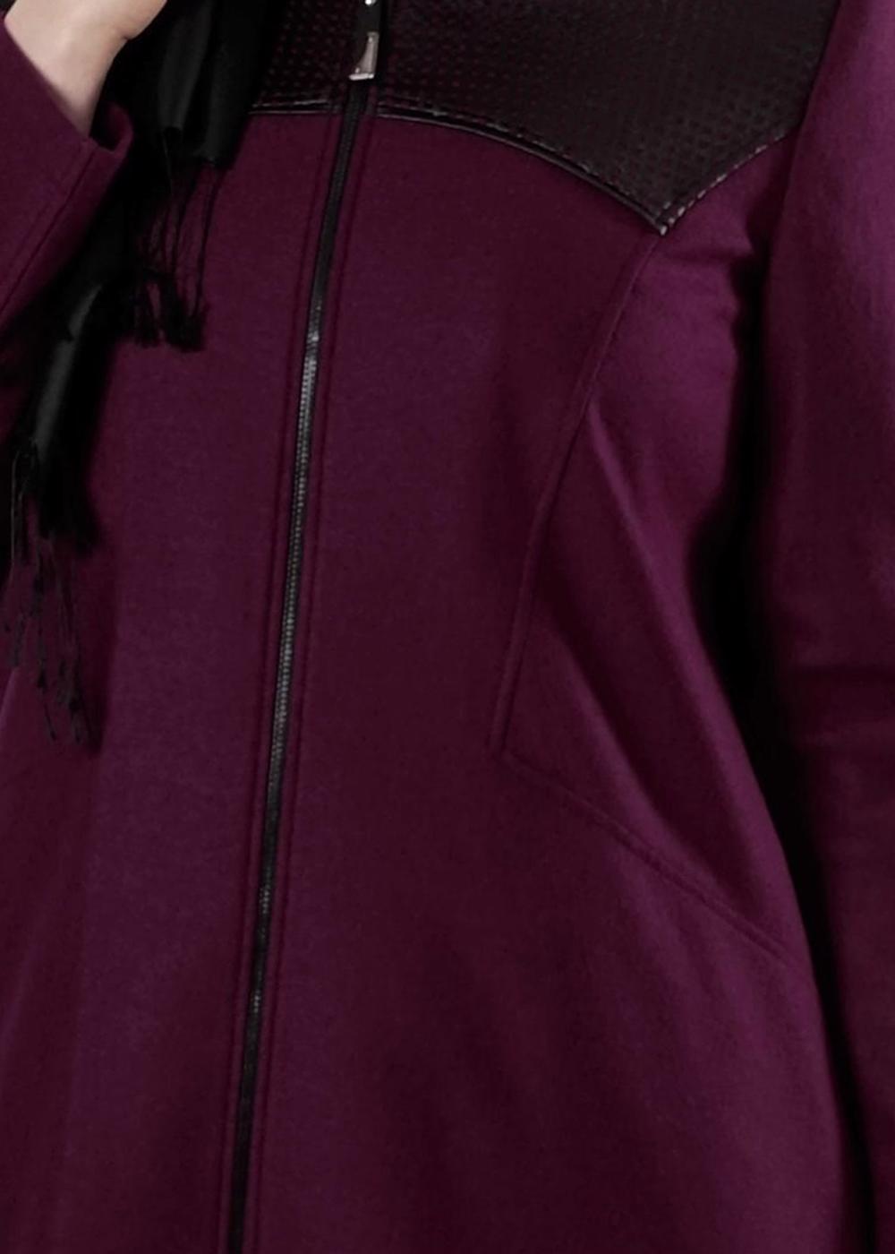 Vêtements hijab ROUGE BORDEAUX MANTEAU ZIPPÉ T 9410