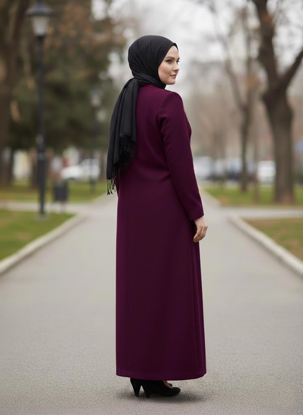 Vêtements hijab ROUGE BORDEAUX MANTEAU ZIPPÉ T 9410