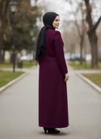 Vêtements hijab ROUGE BORDEAUX MANTEAU ZIPPÉ T 9410