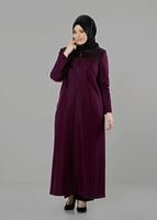 Hijab clothing CLARET RED ZIPPED OVERCOAT 9410