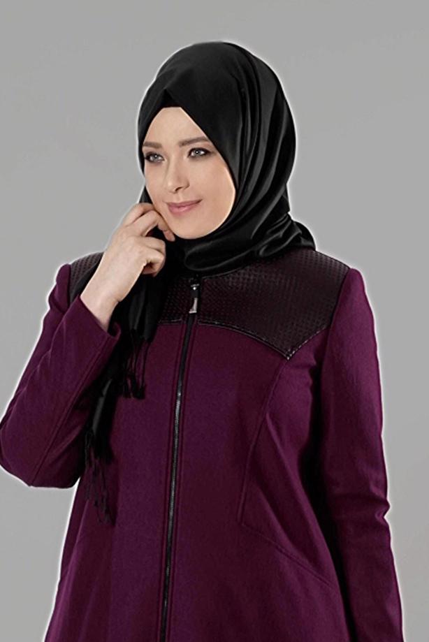 Vêtements hijab ROUGE BORDEAUX MANTEAU À ZIPPÉ 9410  - TRENDTESETTÜR