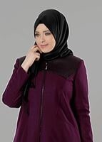 Vêtements hijab ROUGE BORDEAUX MANTEAU À ZIPPÉ 9410 