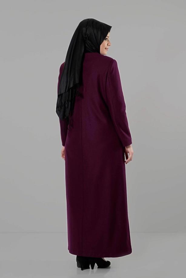 Vêtements hijab ROUGE BORDEAUX MANTEAU À ZIPPÉ 9410  - TRENDTESETTÜR