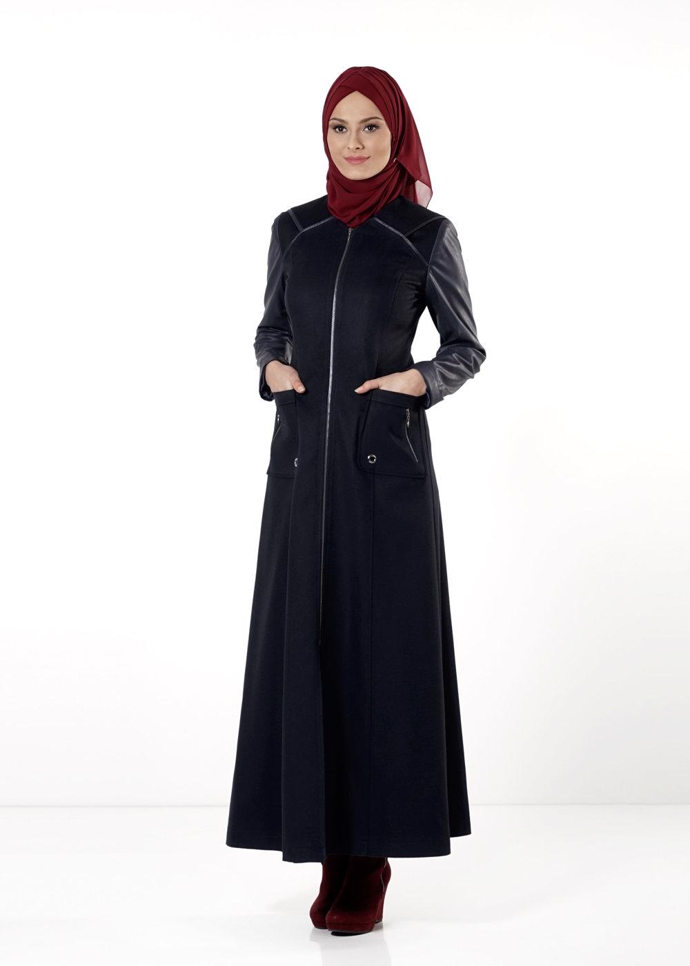 Tesettür giyim LACİVERT T 9416 Winter Escada Manto-Alv Fashion