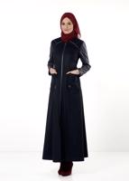 Tesettür giyim LACİVERT T 9416 Winter Escada Manto-Alv Fashion