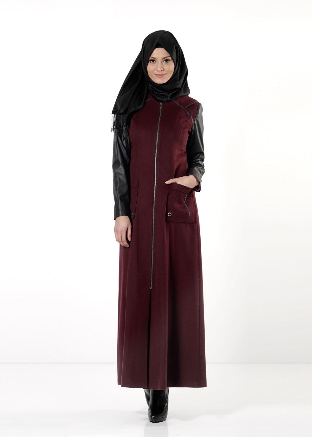 Tesettür giyim BORDO T 9416 Winter Escada Manto-Alv Fashion
