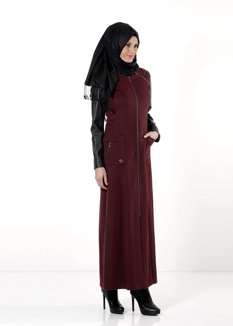 Tesettür giyim BORDO T 9416 Winter Escada Manto-Alv Fashion