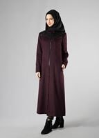 Hijab clothing PURPLE MOCK-NECK TOP-RIBBED WALKER COAT 9431