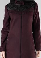 Hijab clothing PURPLE MOCK-NECK TOP-RIBBED WALKER COAT 9431