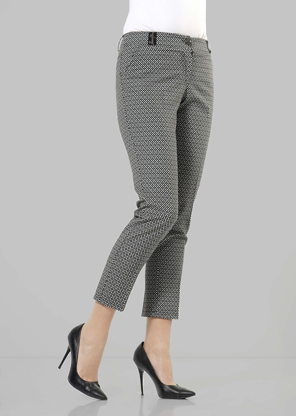 Tesettür giyim SİYAH ALVİNA DESENLİ HAVUÇ PANTOLON 7886 