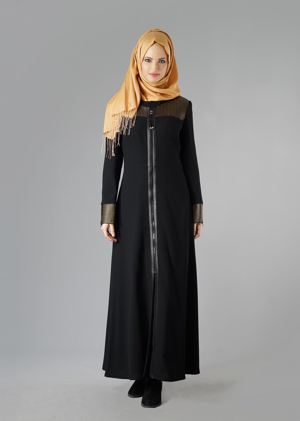 Vêtements hijab NOIR PARDESSUS ZIPPÉ 1615 