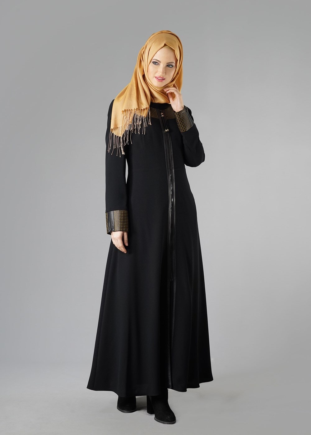 Vêtements hijab NOIR PARDESSUS ZIPPÉ 1615 