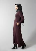Hijab clothing CLARET RED GROMMET DETAILED TOPCOAT 1629 