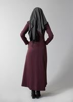 Hijab clothing CLARET RED GROMMET DETAILED TOPCOAT 1629 