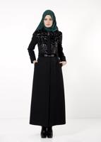 Tesettür giyim SİYAH GÜPÜR DETAYLI PARDESÜ 1638 