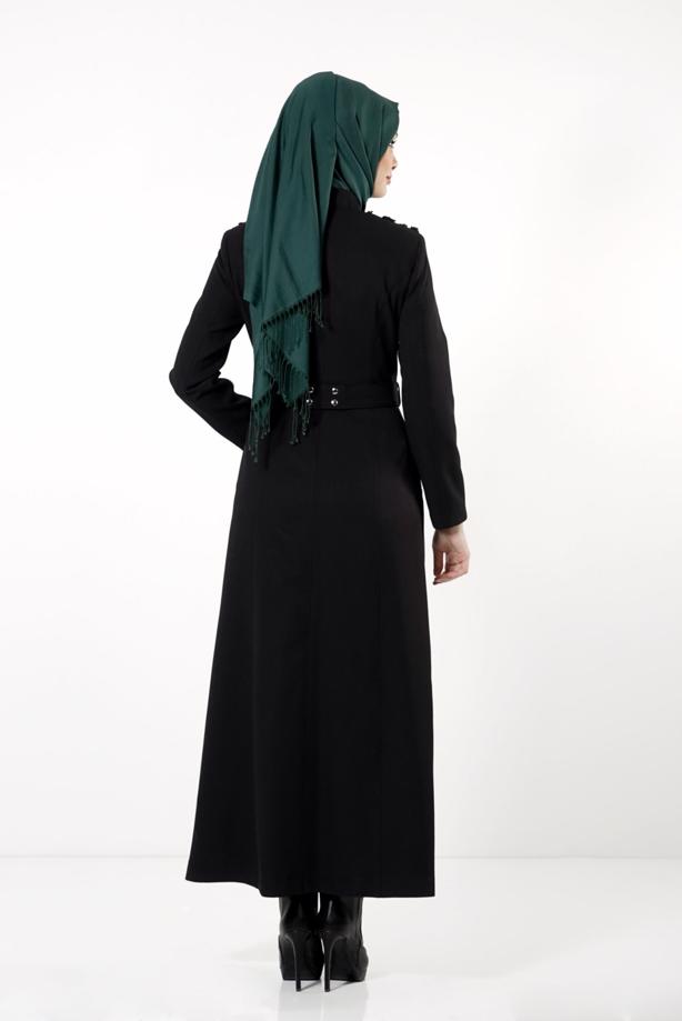 Tesettür giyim SİYAH GÜPÜR DETAYLI PARDESÜ 1638  - TRENDTESETTÜR