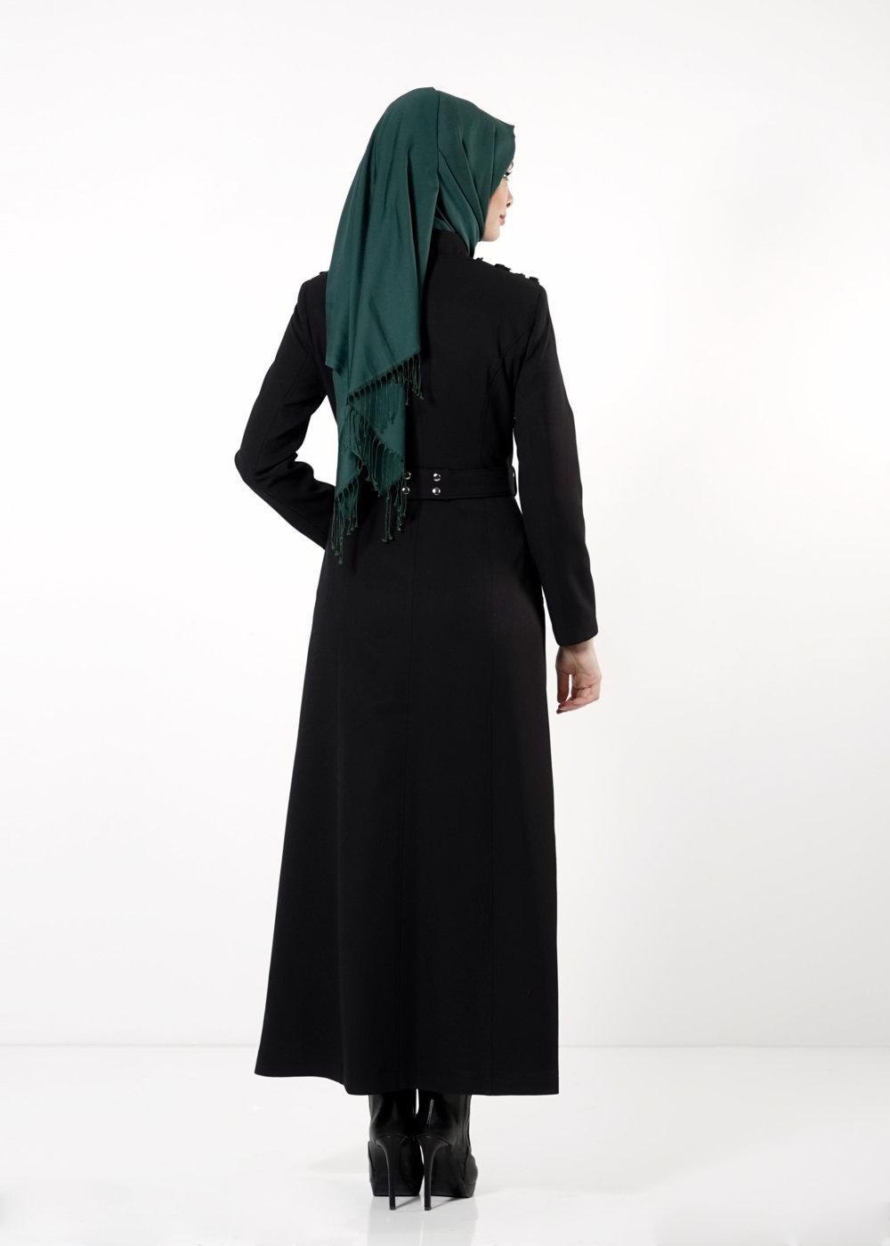 Tesettür giyim SİYAH GÜPÜR DETAYLI PARDESÜ 1638 