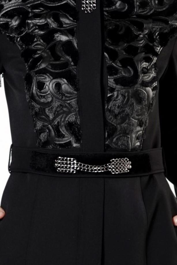 Tesettür giyim SİYAH GÜPÜR DETAYLI PARDESÜ 1638  - TRENDTESETTÜR