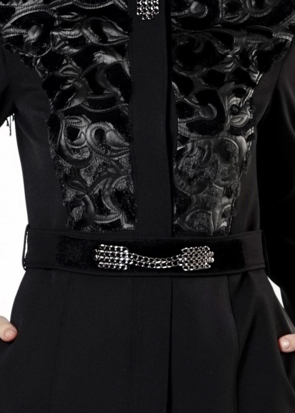 Tesettür giyim SİYAH GÜPÜR DETAYLI PARDESÜ 1638 