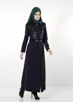 Tesettür giyim LACİVERT GÜPÜR DETAYLI PARDESÜ 1638 