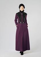 Tesettür giyim MÜRDÜM GÜPÜR DETAYLI PARDESÜ 1638 