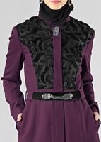 Tesettür giyim MÜRDÜM GÜPÜR DETAYLI PARDESÜ 1638 