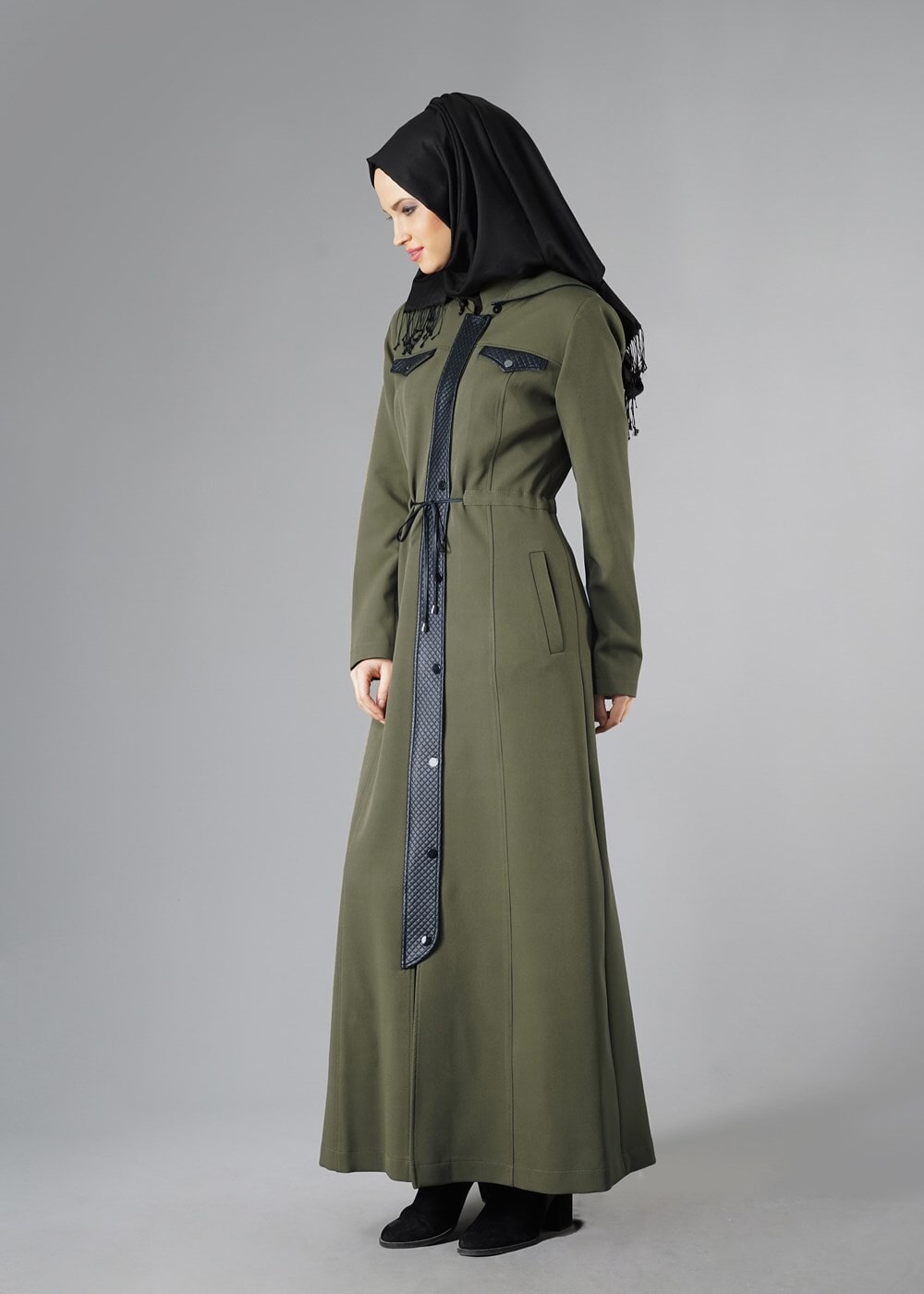 Tesettür giyim HAKİ 1650 PARDESÜ