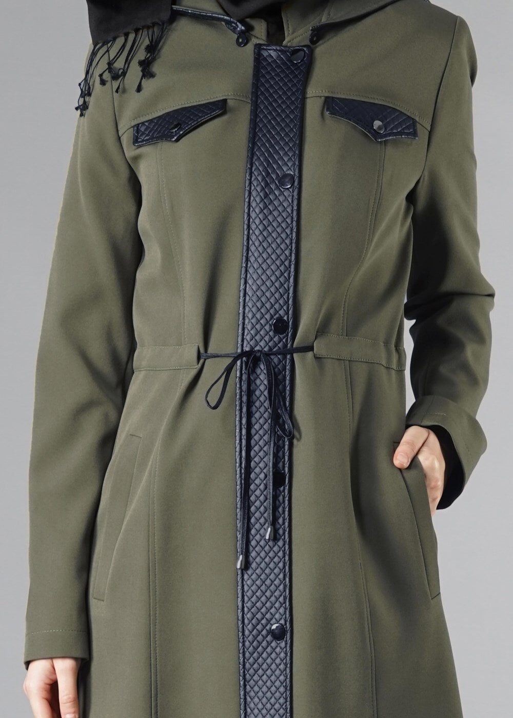 Tesettür giyim HAKİ 1650 PARDESÜ