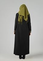 Vêtements hijab VERT PARDESSUS DÉTAILLÉ EN PIED-DE-POULE 1652 