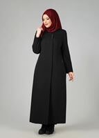 Vêtements hijab NOIR PARDESSUS ZIPPÉ 1653 