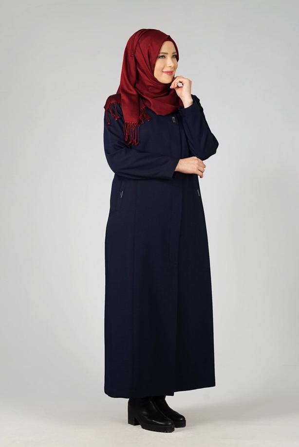Vêtements hijab BLEU MARINE PARDESSUS ZIPPÉ 1653  - TRENDTESETTÜR