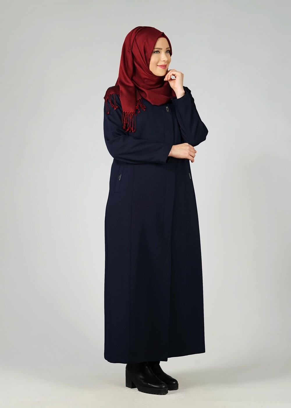 Vêtements hijab BLEU MARINE PARDESSUS ZIPPÉ 1653 