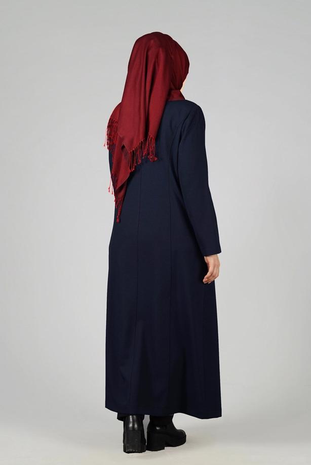 Vêtements hijab BLEU MARINE PARDESSUS ZIPPÉ 1653  - TRENDTESETTÜR