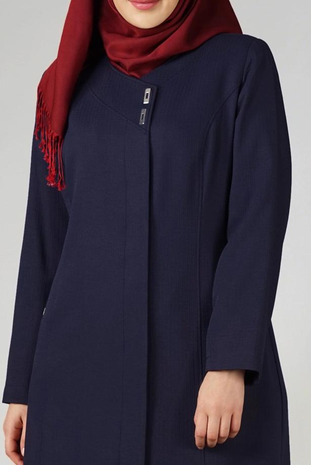 Vêtements hijab BLEU MARINE PARDESSUS ZIPPÉ 1653  - TRENDTESETTÜR